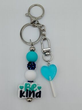 Handcrafted "Be Kind" Blue/White Keychain & Bag Charm